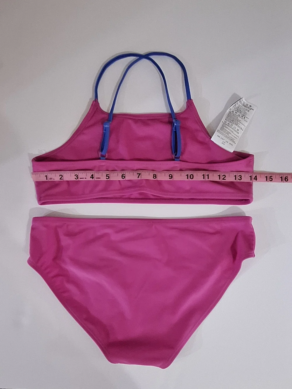 NWT Hurley Girls Hot Pink Fuchsia Bikini Set w/ Purple Straps UPF 50+ Sz XL (16)